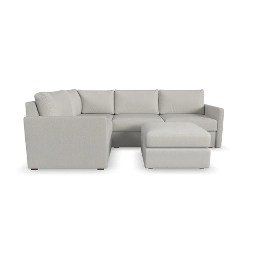 Flex 4-Seat Sectional with Narrow Arm and Ottoman - Frost