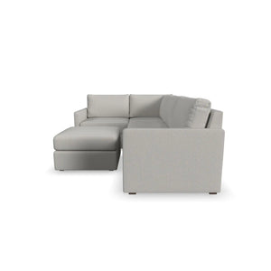 Flex 4-Seat Sectional with Narrow Arm and Ottoman - Frost