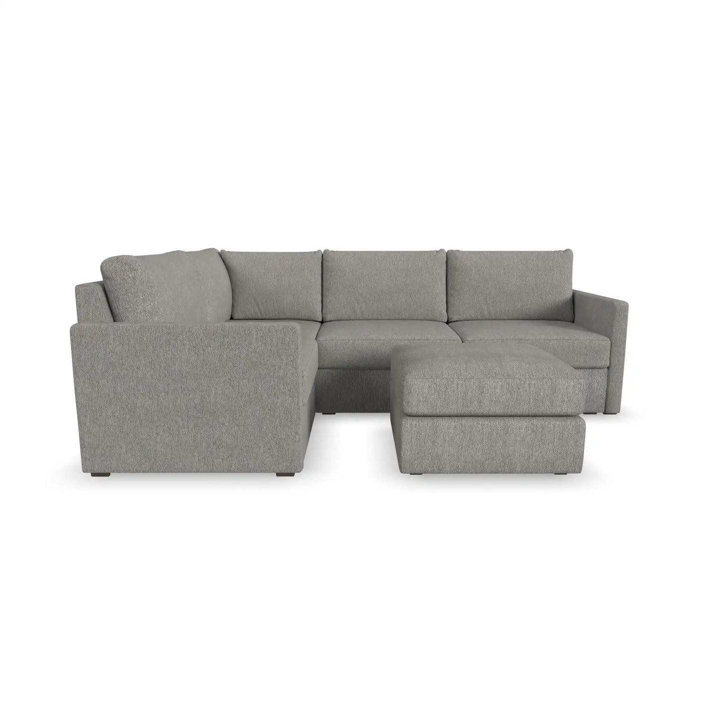 Flex 4-Seat Sectional with Narrow Arm and Ottoman - Pebble