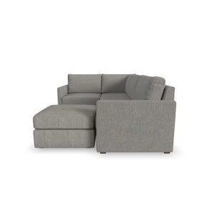 Flex 4-Seat Sectional with Narrow Arm and Ottoman - Pebble