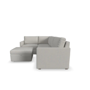 Flex 4-Seat Sectional with Narrow Arm and Storage Ottoman - Frost