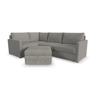 Flex 4-Seat Sectional with Narrow Arm and Storage Ottoman - Pebble