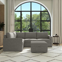 Load image into Gallery viewer, Flex 4-Seat Sectional with Narrow Arm and Storage Ottoman - Pebble