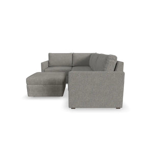 Flex 4-Seat Sectional with Narrow Arm and Storage Ottoman - Pebble