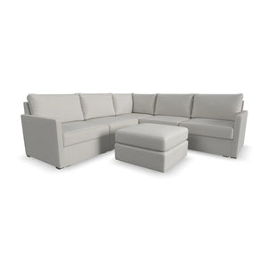 Flex 5-Seat Sectional with Narrow Arm and Ottoman - Frost