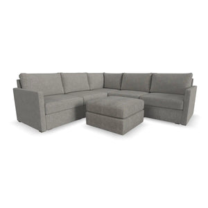 Flex 5-Seat Sectional with Narrow Arm and Ottoman - Pebble