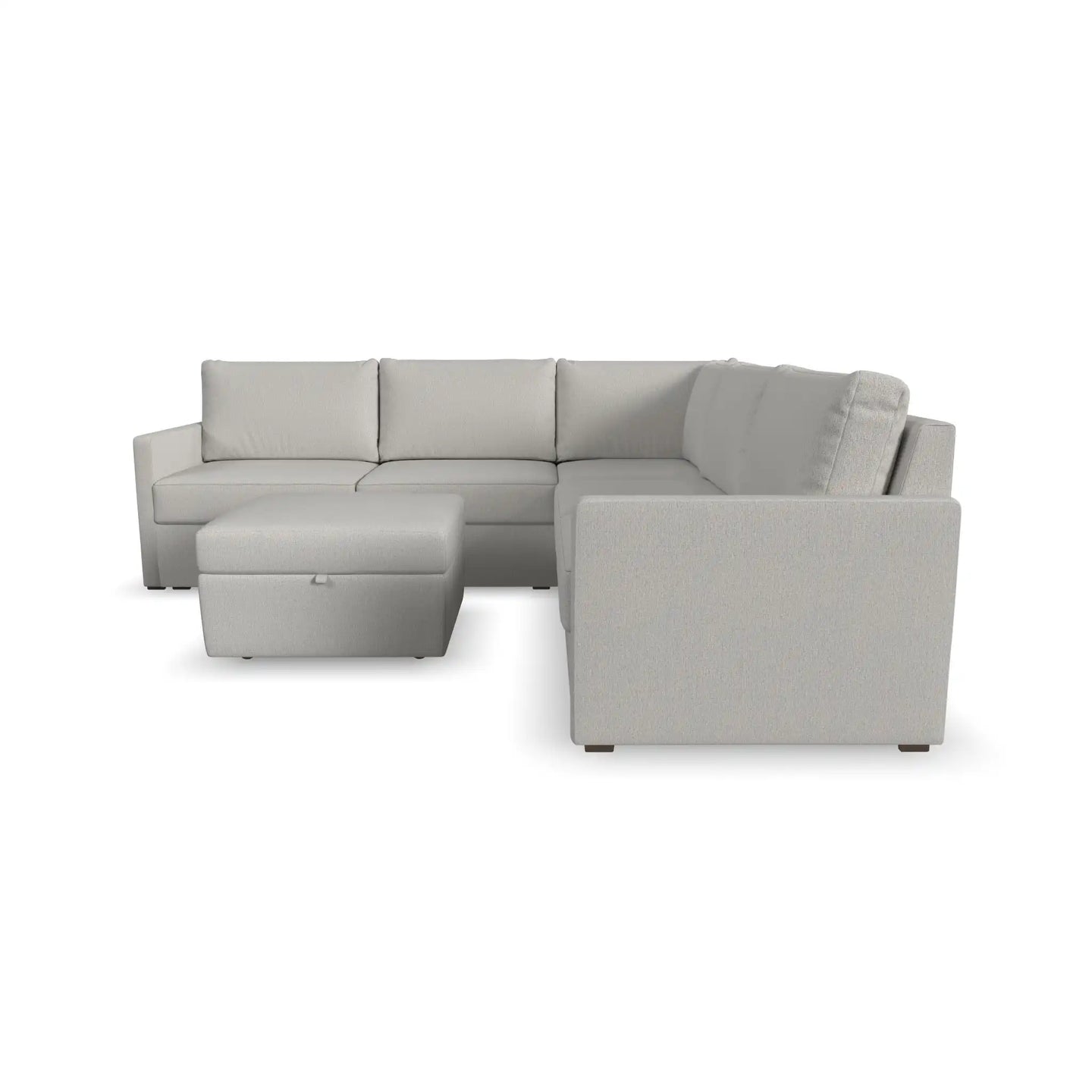 Flex 5-Seat Sectional with Narrow Arm and Storage Ottoman - Frost
