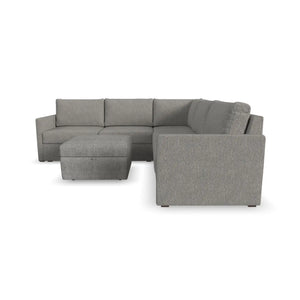 Flex 5-Seat Sectional with Narrow Arm and Storage Ottoman - Pebble