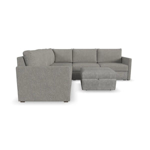Flex 5-Seat Sectional with Narrow Arm and Storage Ottoman - Pebble