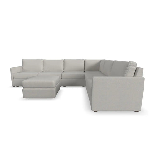 Flex 6-Seat Sectional with Narrow Arm and Ottoman - Frost