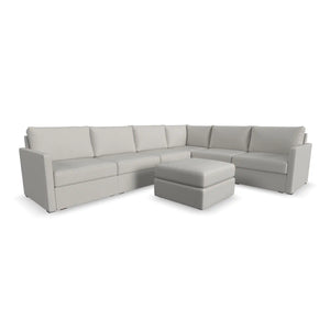 Flex 6-Seat Sectional with Narrow Arm and Ottoman - Frost