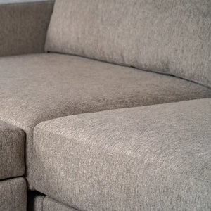 Flex 6-Seat Sectional with Narrow Arm and Ottoman - Pebble