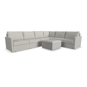 Flex 6-Seat Sectional with Narrow Arm and Storage Ottoman - Frost