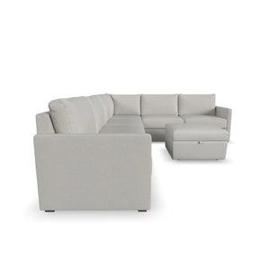 Flex 6-Seat Sectional with Narrow Arm and Storage Ottoman - Frost