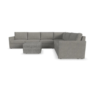 Flex 6-Seat Sectional with Narrow Arm and Storage Ottoman - Pebble