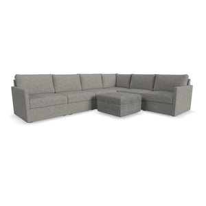 Flex 6-Seat Sectional with Narrow Arm and Storage Ottoman - Pebble