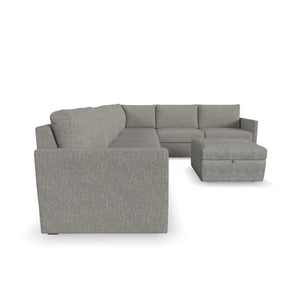 Flex 6-Seat Sectional with Narrow Arm and Storage Ottoman - Pebble