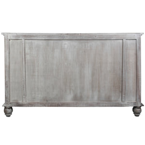 Sunset Trading Cottage Wood Sideboard | Natural Limewash Solid Wood | Fully Assembled Glass Display Cabinet