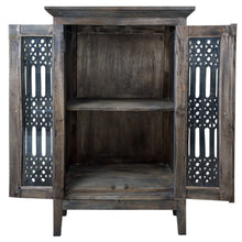 Load image into Gallery viewer, Sunset Trading Cottage Solid Wood Deco Carved Hall Cabinet | Distressed Black/Raftwood Brown Solid Wood | Fully Assembled Cupboard
