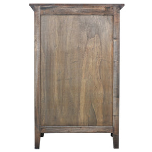 Sunset Trading Cottage Solid Wood Deco Carved Hall Cabinet | Distressed Black/Raftwood Brown Solid Wood | Fully Assembled Cupboard