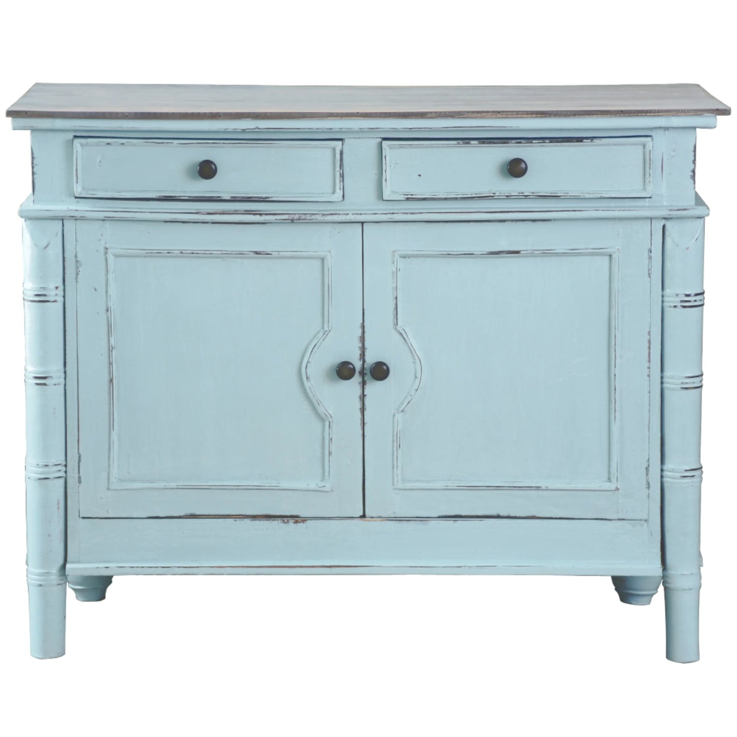 Sunset Trading Cottage Buffet Cabinet | Sky Blue/Natural Limewash Solid Wood | Fully Assembled Sideboard