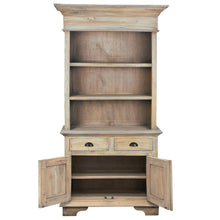 Load image into Gallery viewer, Sunset Trading Cottage 41&quot; Hutch Buffet Server | Open Display Kitchen Pantry Shelves, Storage Doors, Drawers | Driftwood Brown Solid Wood China Cabinet