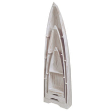 Load image into Gallery viewer, Sunset Trading Cottage 3 Piece Boat Shaped Freestanding Shelves | Distressed White Solid Wood | Fully Assembled Nautical Display Cases