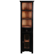 Load image into Gallery viewer, Sunset Trading Cottage Tall Narrow Cabinet | Antique Black/Savage Brown Solid Wood | Fully Assembled Open Display Cupboard