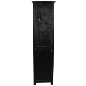 Sunset Trading Cottage Tall Narrow Cabinet | Antique Black/Savage Brown Solid Wood | Fully Assembled Open Display Cupboard
