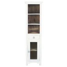 Load image into Gallery viewer, Sunset Trading Cottage Solid Wood Tall Narrow Cabinet | Shelves Cabinet Drawer | Distressed White/Driftwood Brown Solid Wood | Fully Assembled Open Display Cupboard