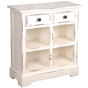Sunset Trading Cottage Storage Cabinet with Baskets | Distressed White Solid Wood | Fully Assembled Side Table