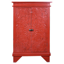 Load image into Gallery viewer, Sunset Trading Cottage Carved Accent Cabinet | Distressed Antique Red Solid Wood | Fully Assembled Hall Table