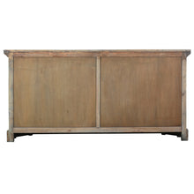 Load image into Gallery viewer, Sunset Trading Cottage 77&quot; Window Pane Glass Door Display Credenza | Driftwood Brown Solid Wood | Dining Buffet Entryway Cabinet | Fully Assembled Sideboard