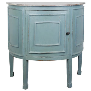 Sunset Trading Cottage Half Round Cabinet | Beach Blue/Natural Limewash Solid Wood | Fully Assembled Accent Table
