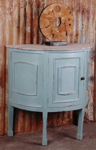 Sunset Trading Cottage Half Round Cabinet | Beach Blue/Natural Limewash Solid Wood | Fully Assembled Accent Table