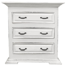 Load image into Gallery viewer, Sunset Trading Cottage Three Drawer Nightstand | Distressed White Solid Wood | Fully Assembled End Side Table