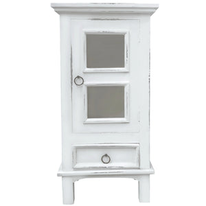 Sunset Trading Cottage One Door End Table with Drawer | Distressed White Solid Wood | Fully Assembled Nightstand
