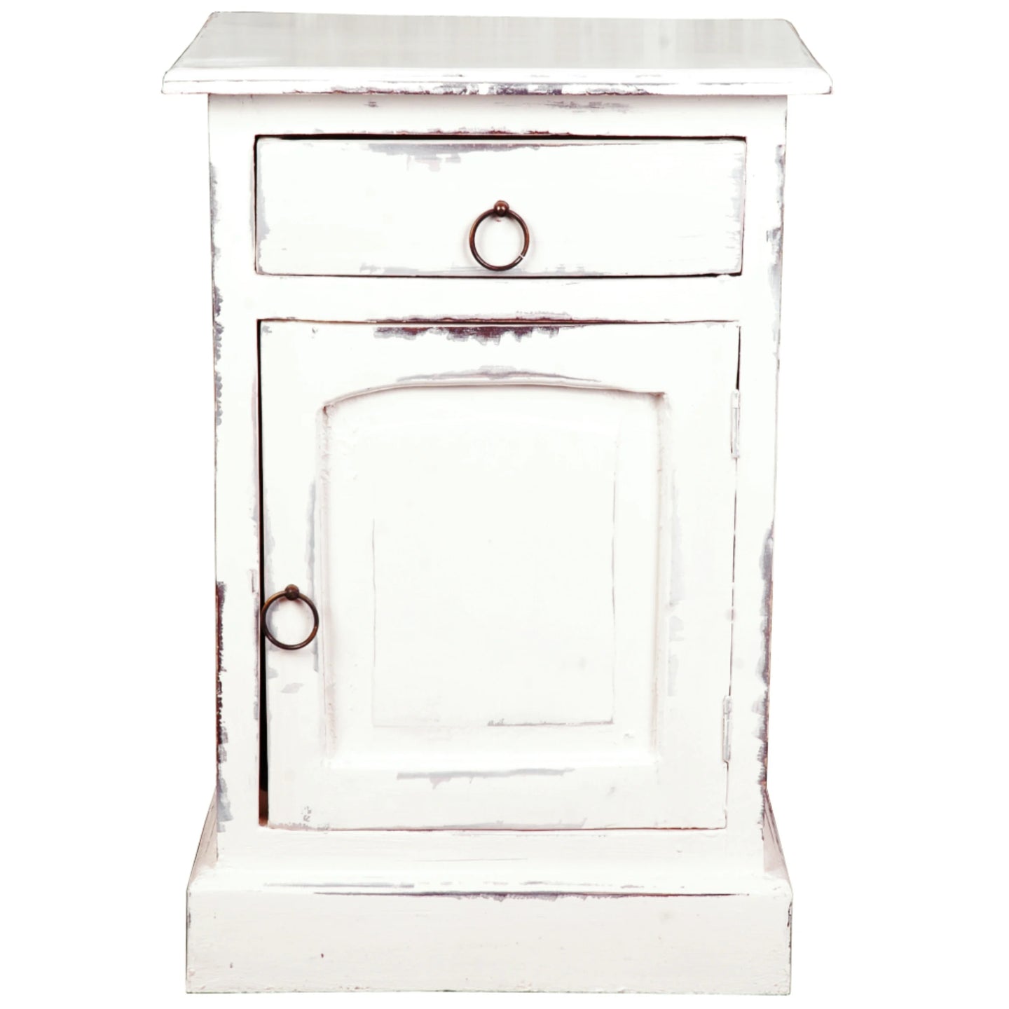 Sunset Trading Cottage Nightstand | Distressed White Solid Wood | Fully Assembled End Table