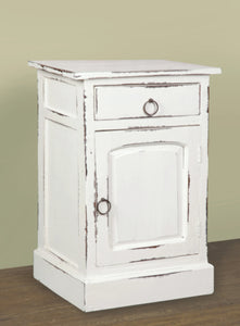 Sunset Trading Cottage Nightstand | Distressed White Solid Wood | Fully Assembled End Table
