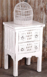 Sunset Trading Cottage End Table | Distressed White Solid Wood | Fully Assembled Nightstand