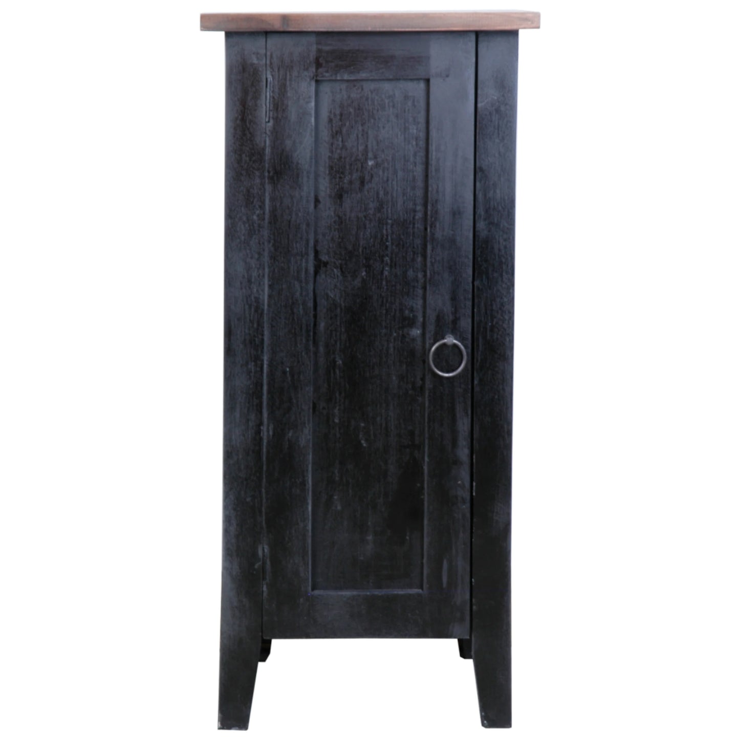 Sunset Trading Cottage 1 Door Accent Cabinet | Distressed Black/Savage Brown Solid Wood | Fully Assembled Cupboard