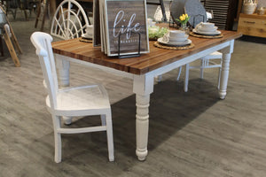 Sunset Trading Cottage Country Farmhouse Rectangular Dining Table | Distressed White/Savage Brown Solid Wood | Fully Assembled
