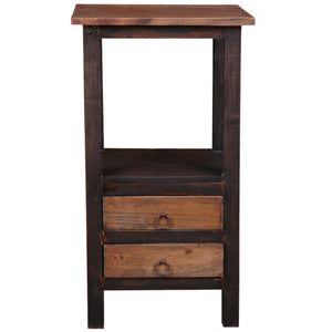 Sunset Trading Cottage Two Drawer End Side Table | Distressed Black/Raftwood Brown Solid Wood | Fully Assembled