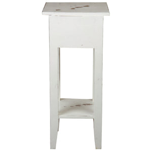 Sunset Trading Cottage Narrow Side End Table | Heavy Distressed White Solid Wood | Fully Assembled Small Nightstand