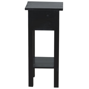 Sunset Trading Cottage Narrow Side End Table | Distressed Black Solid Wood | Fully Assembled Small Nightstand