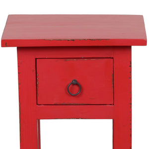 Sunset Trading Cottage Narrow Side End Table | Distressed Red Solid Wood | Fully Assembled Small Nightstand