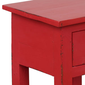 Sunset Trading Cottage Narrow Side End Table | Distressed Red Solid Wood | Fully Assembled Small Nightstand