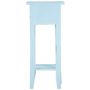 Sunset Trading Cottage Narrow Side End Table | Sky Blue Solid Wood | Fully Assembled Small Nightstand
