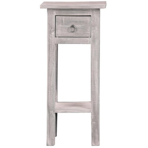Sunset Trading Cottage Narrow Side End Table | Distressed Light Grey Solid Wood | Fully Assembled Small Nightstand