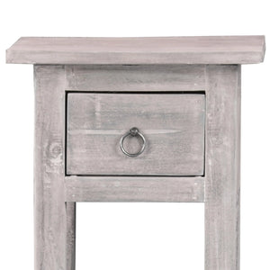 Sunset Trading Cottage Narrow Side End Table | Distressed Light Grey Solid Wood | Fully Assembled Small Nightstand